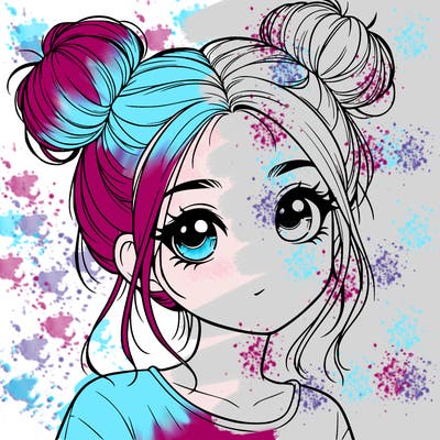 realistic girl with buns on her hair