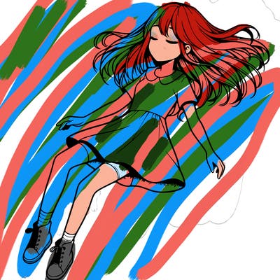 realistic girl floating