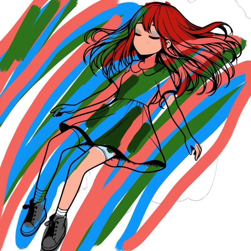 realistic girl floating