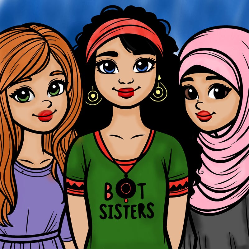 three sisters with a best sisters necklace