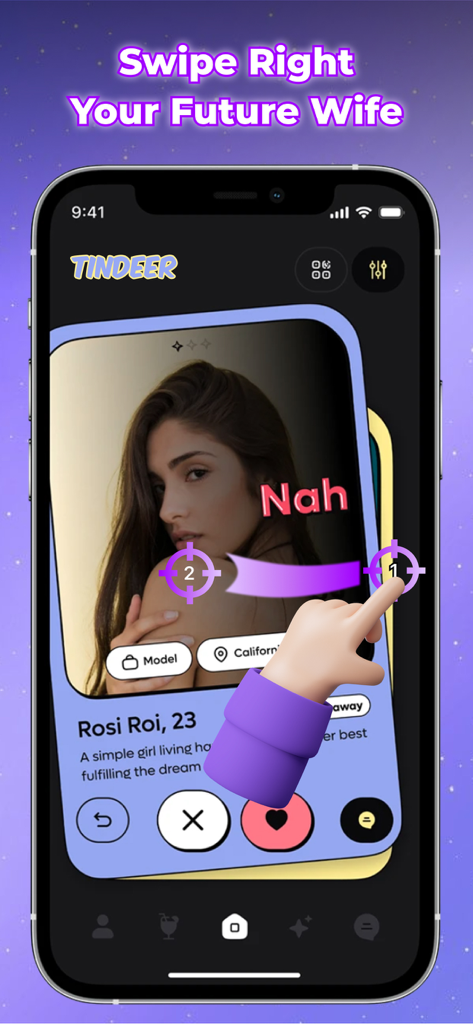 Tapping: Auto Clicker App - Tapping Auto Clicker app demonstrating multi-point swipe automation on a dating profile in its built-in browser
