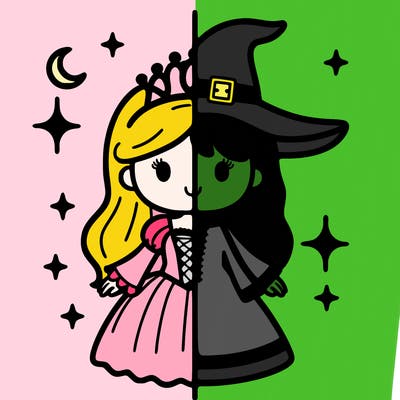 split princess and witch