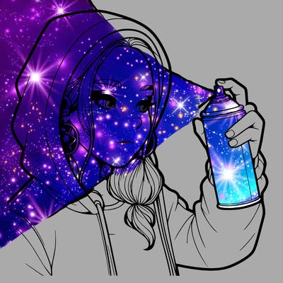 a realistic girl, spray painting