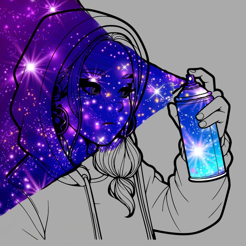 a realistic girl, spray painting