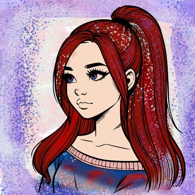 realistic girl with a high ponytail