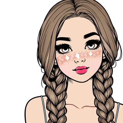 realistic girl with braids
