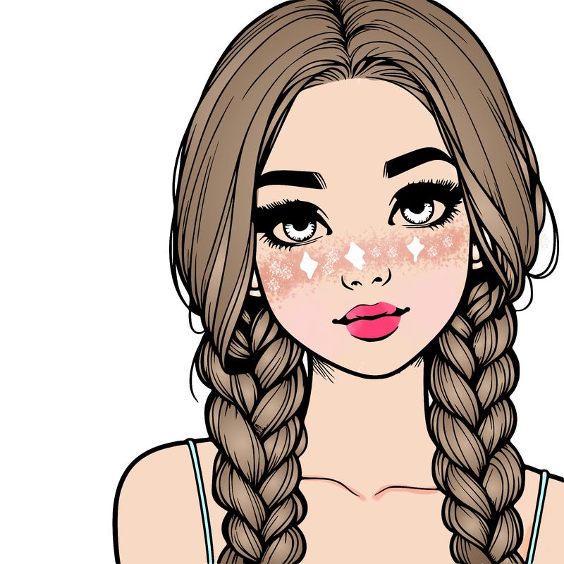 realistic girl with braids