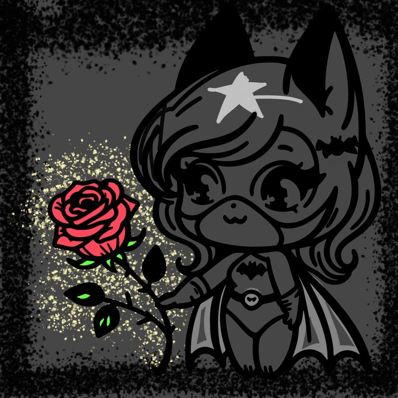 bat girl with rose