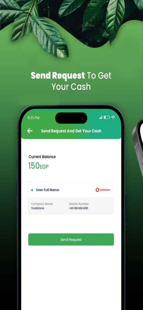 Bekia - Uma tela de smartphone mostrando a carteira do aplicativo Bekia com um saldo e um botão para enviar uma solicitação de saque