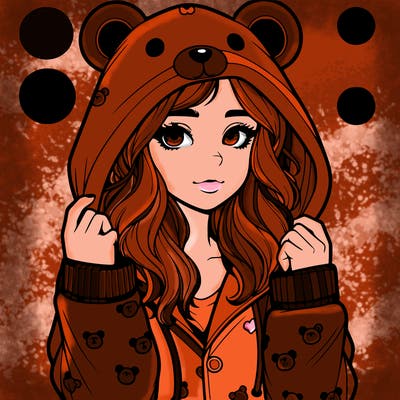 realistic girl in a animal pjs hoodie