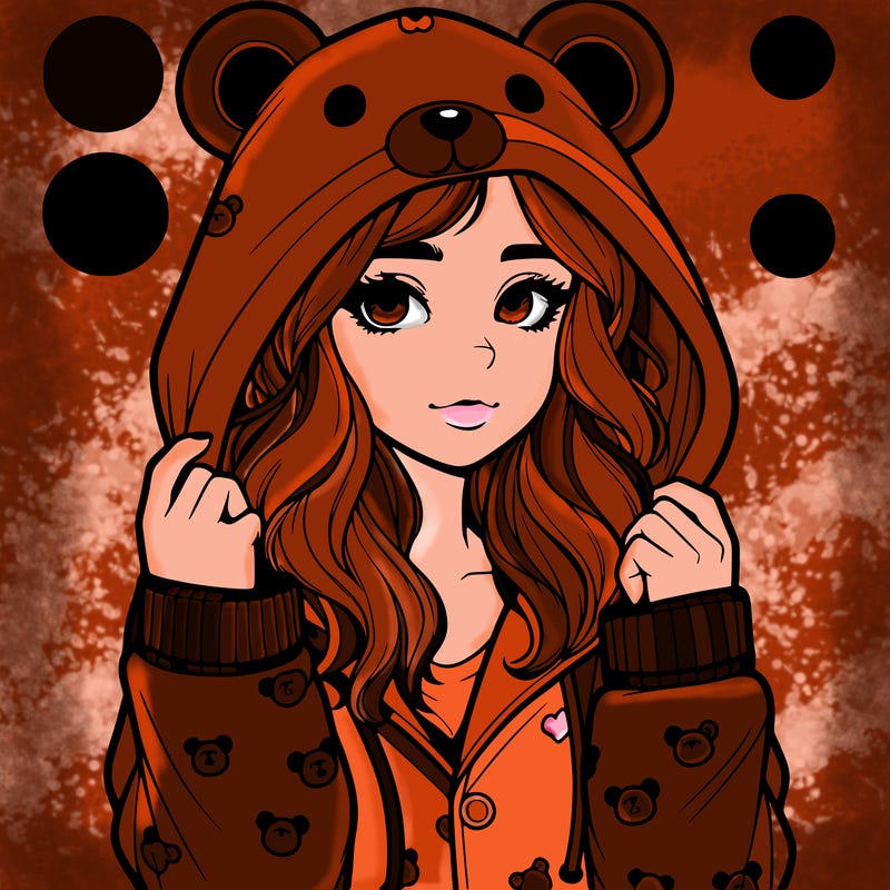 realistic girl in a animal pjs hoodie