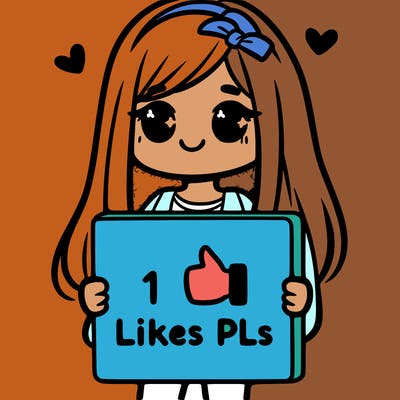 girl holding a sign saying 10 likes pls