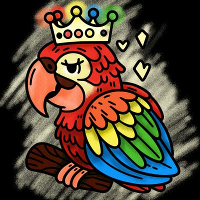 macaw with a crown
