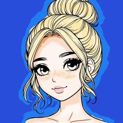 realistic pretty girl with hair in bun