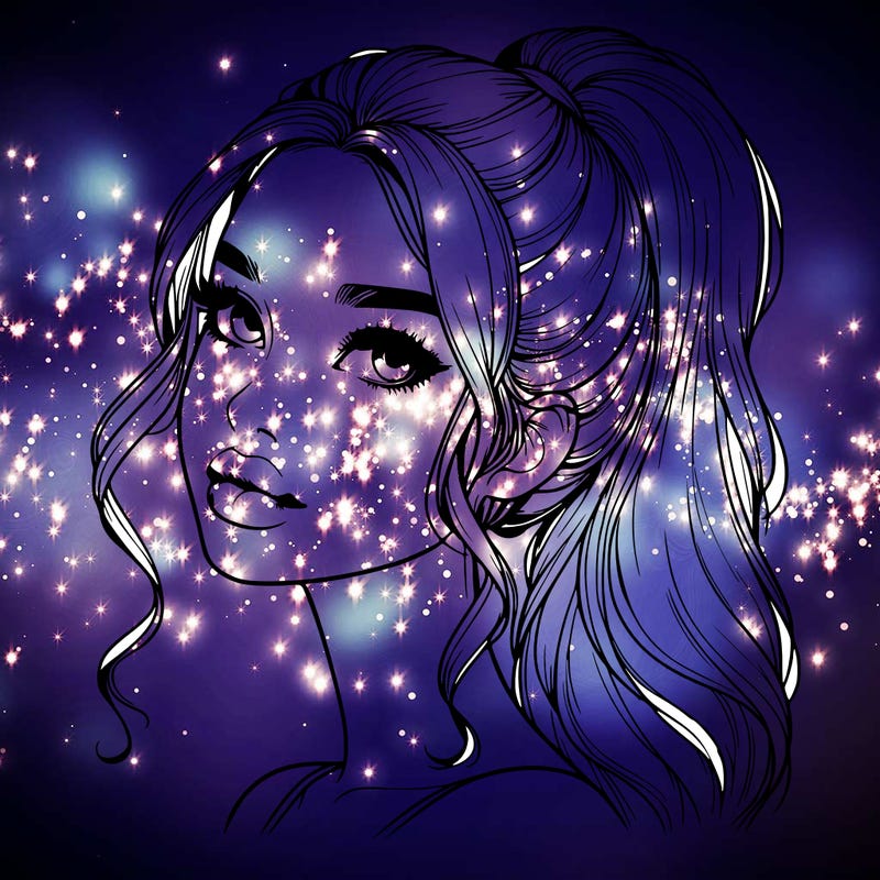 realistic girl with a ponytail on her hair and lips