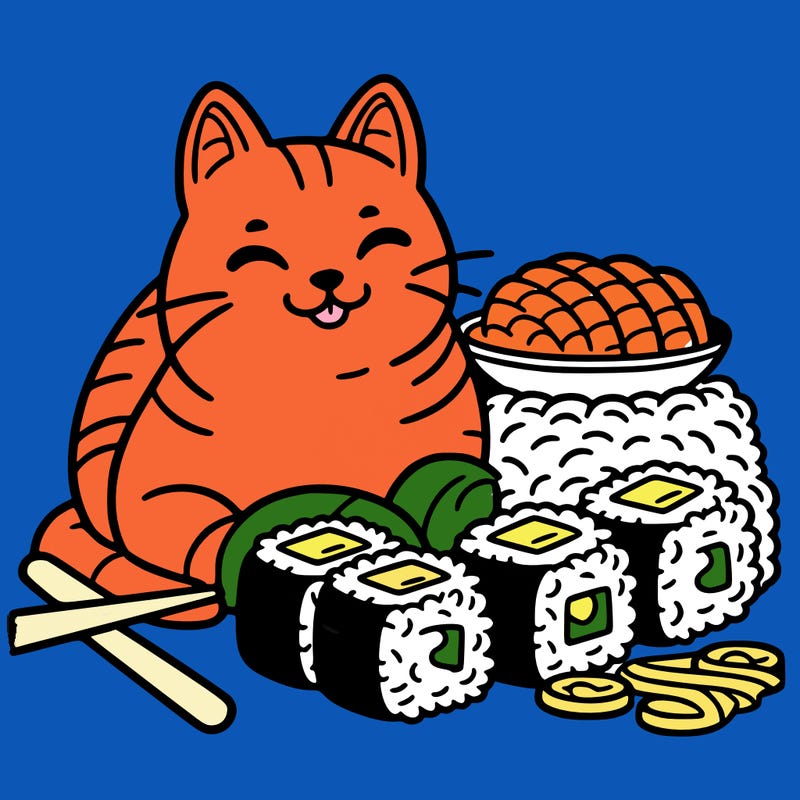 cat with sushi