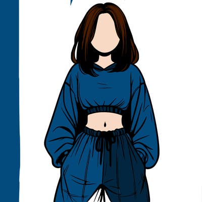 realistic girl faceless with baggy pants and a crop top