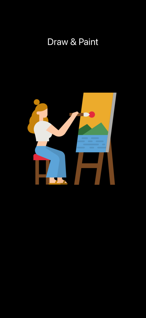 Beauty Photo-Filters & Effects - An illustration of a woman painting on a canvas to represent the draw and paint editing tool
