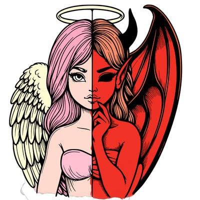 realistic angel half demon