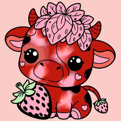 cute strawberry cow