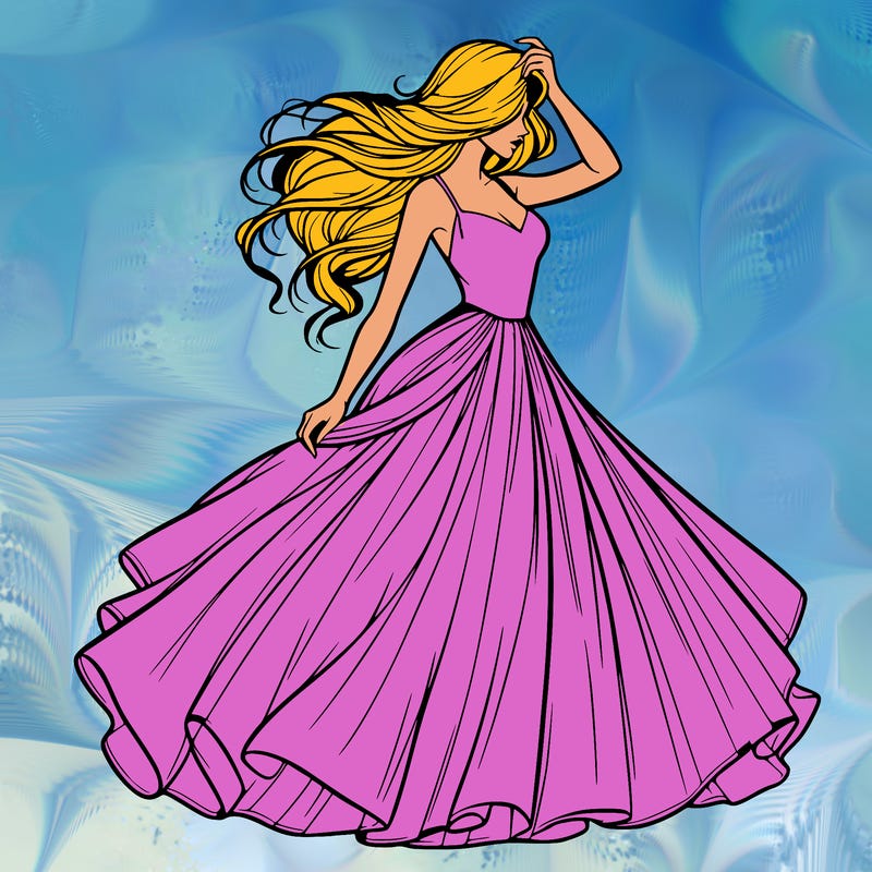 realistic woman with dress flowing in the wind