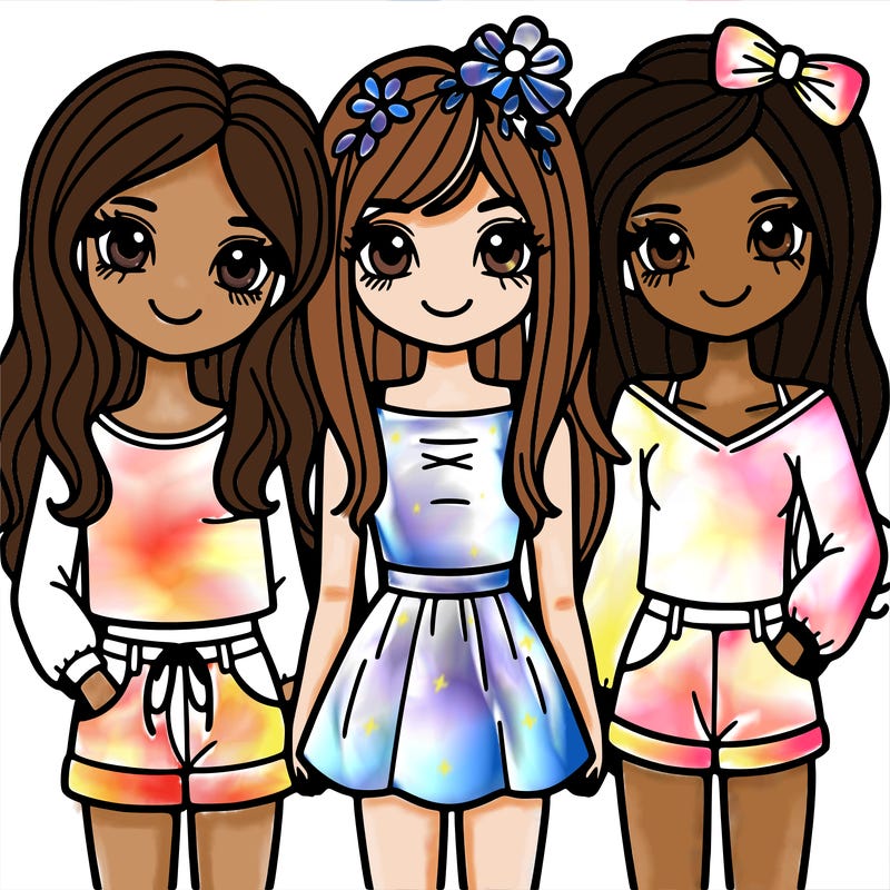 trio of girl best friends