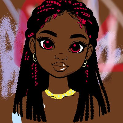 a realistic black girl with braids
