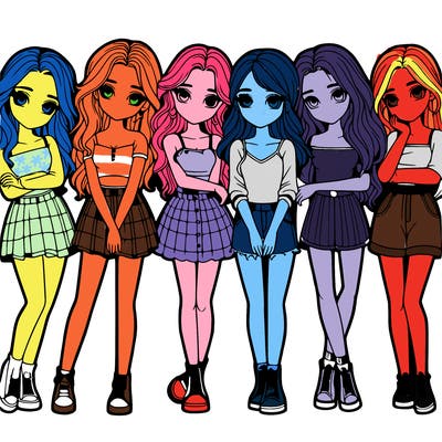 a group of girls realistic