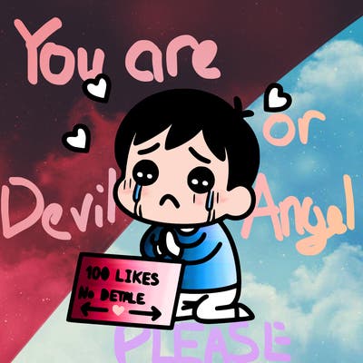 sad person begging for 100 likes