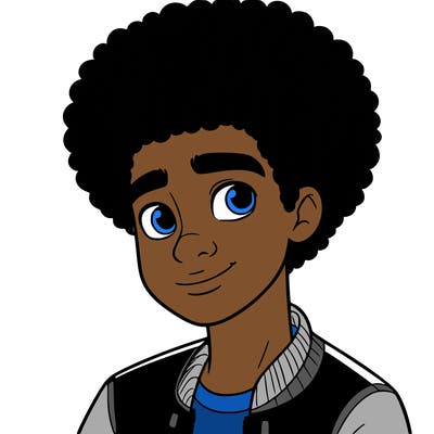 teen boy with afro