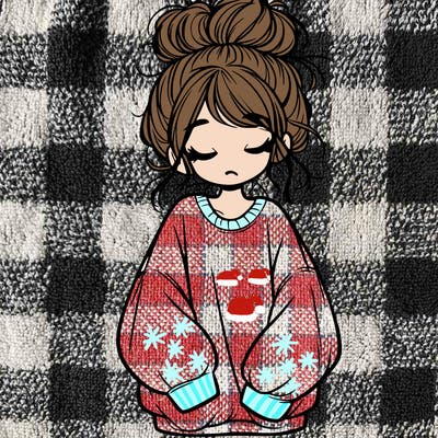 girl with baggy sweatshirt and messy bun