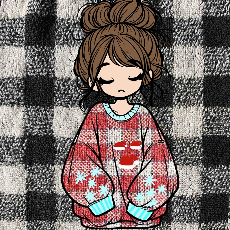 girl with baggy sweatshirt and messy bun