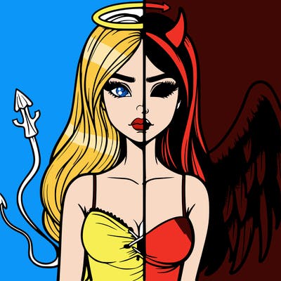 devil vs angel realistic girl