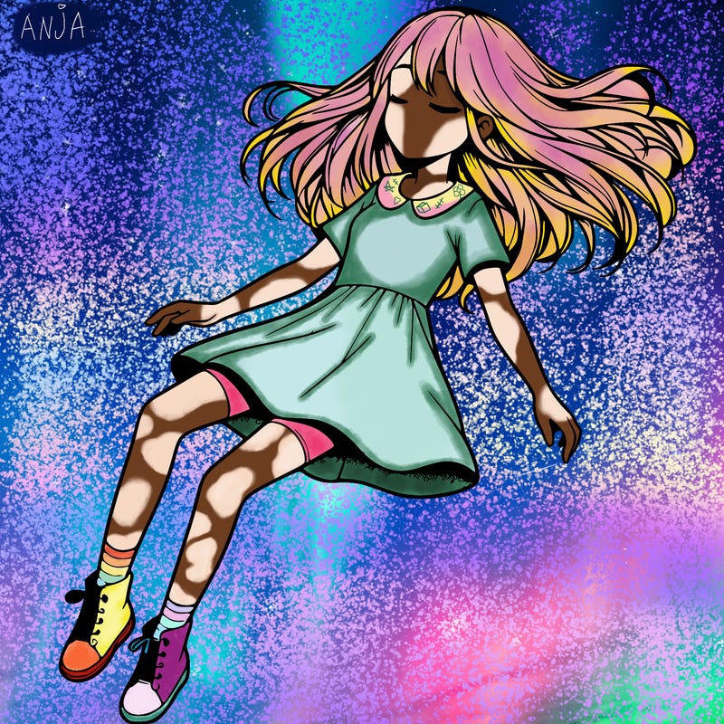 realistic girl floating