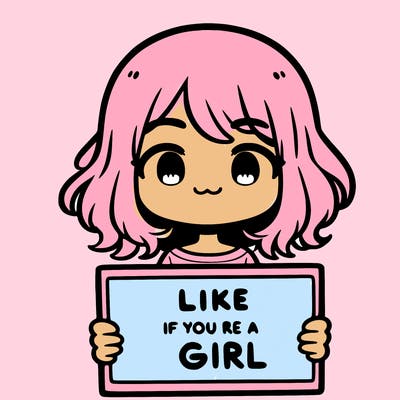 a cute girl holding a sign that says like if you’re a girl