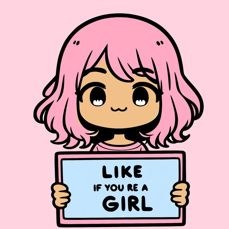 a cute girl holding a sign that says like if you’re a girl