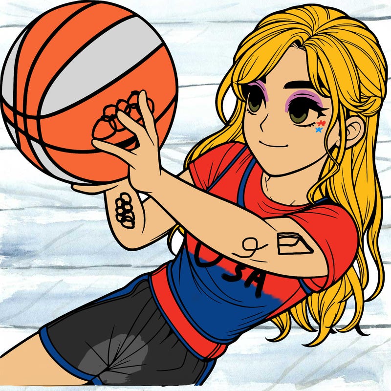 realistic girl playing basketball