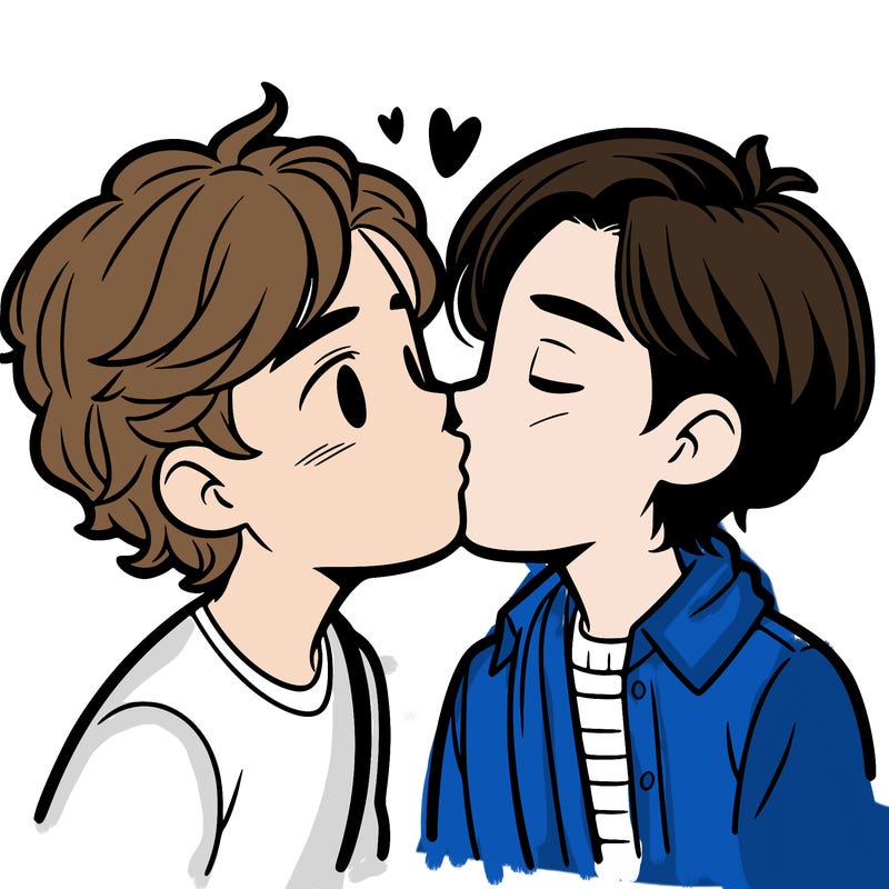 two boys kissing