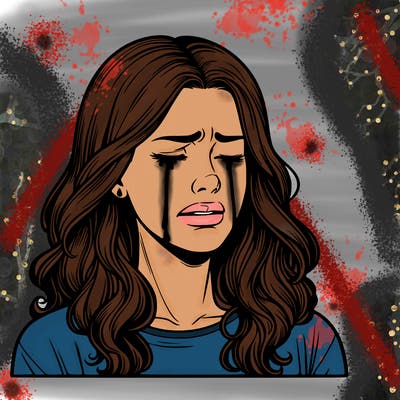 a woman crying realistic