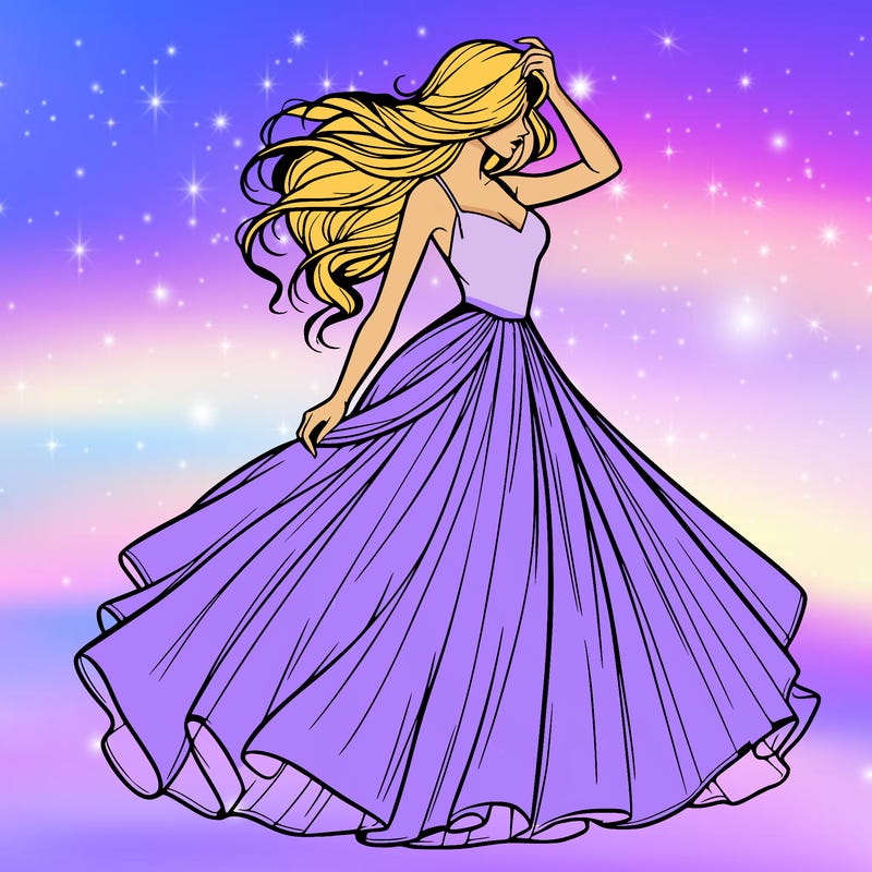 realistic woman with dress flowing in the wind