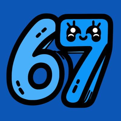 the numbers 67