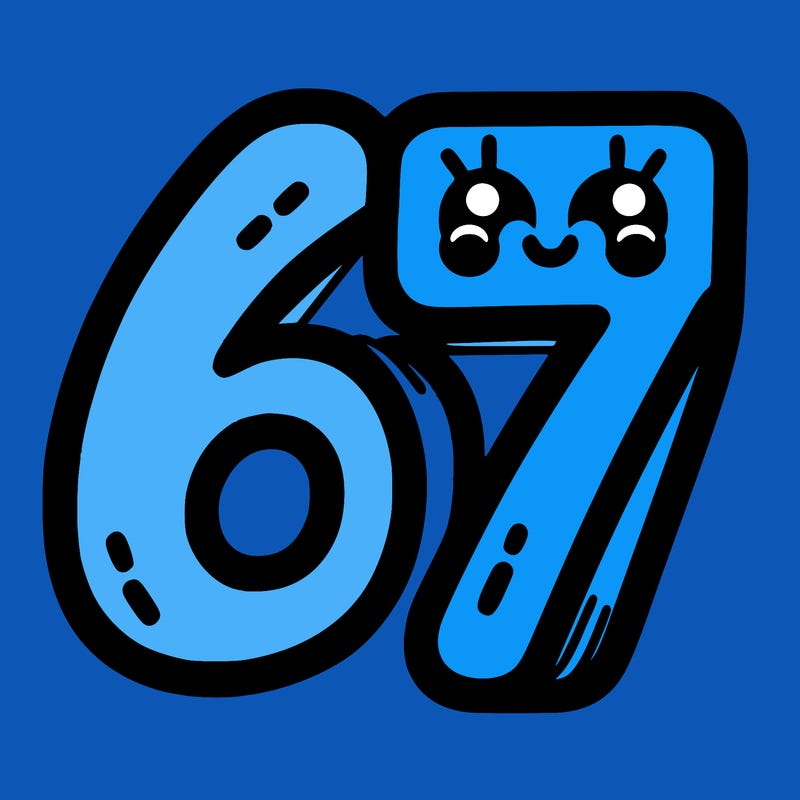 the numbers 67