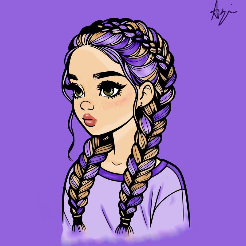 realistic girl with braids