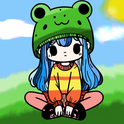 a girl wearing a frog hat and some frog socks