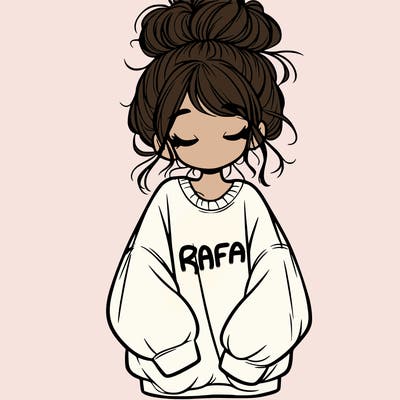 girl with baggy sweatshirt and messy bun