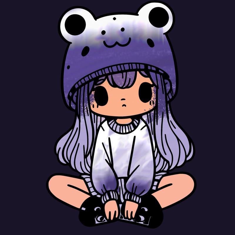 a girl wearing a frog hat and some frog socks