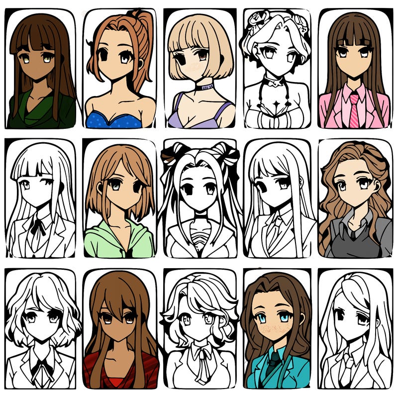 girls that look diffrent anime