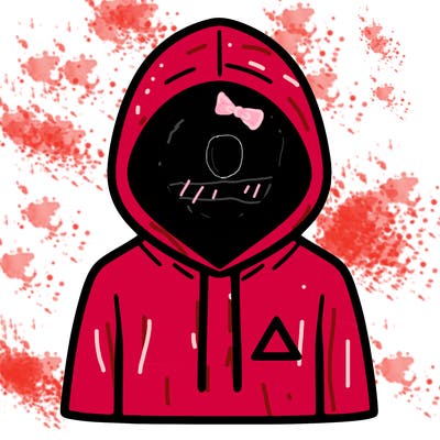 a person with non face waering a hoodie with a small triangle symbol