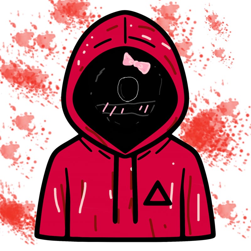a person with non face waering a hoodie with a small triangle symbol