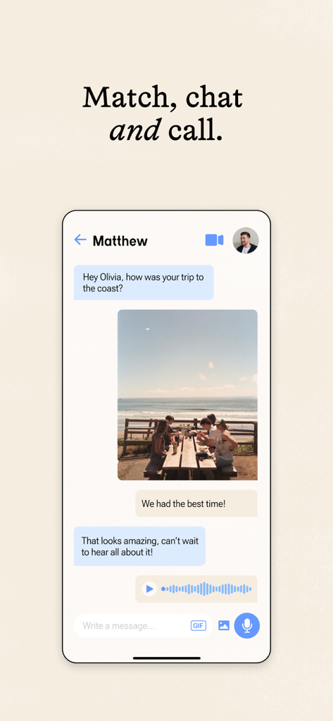 Chat interface of the SALT Christian dating app showing a conversation with text and a shared photo